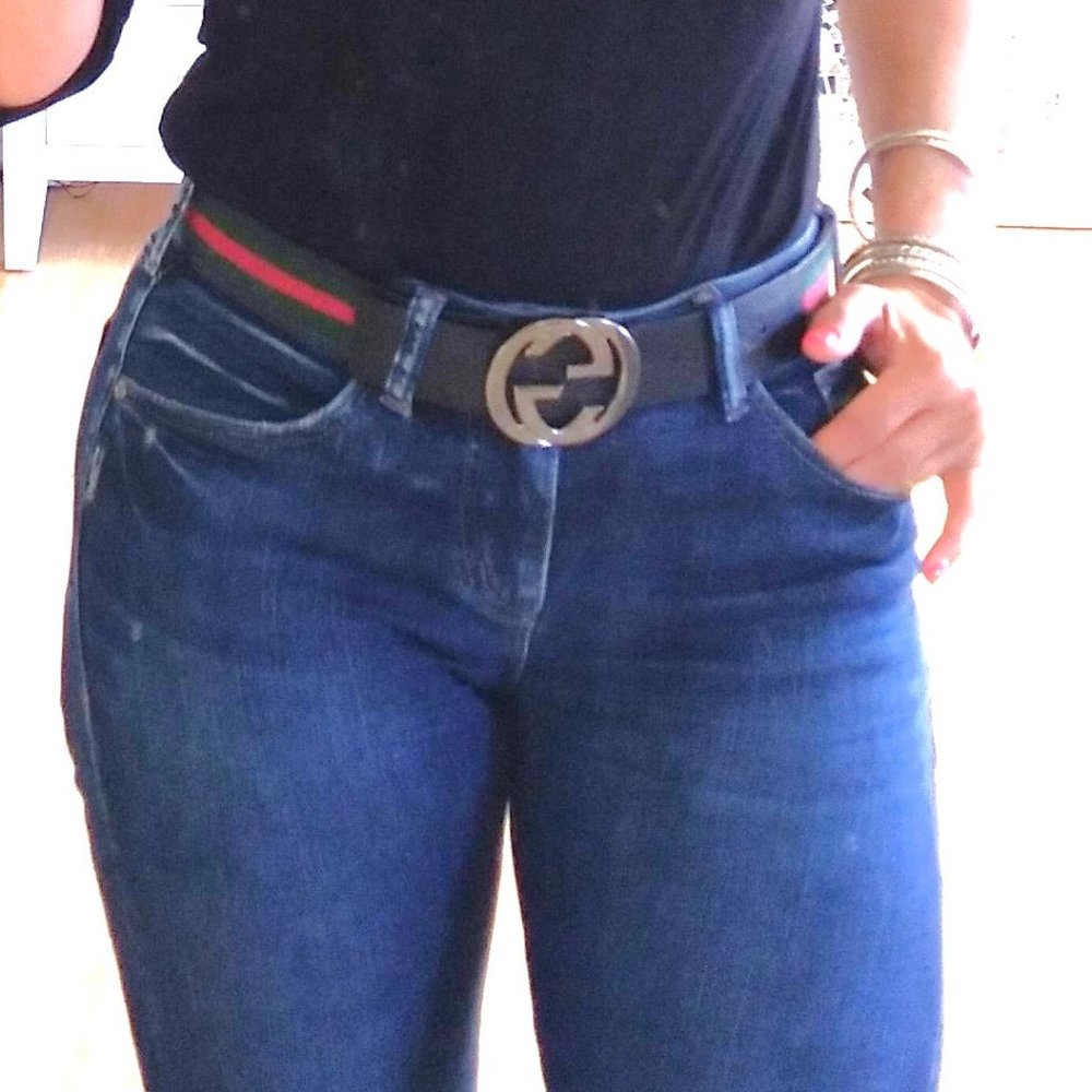 GUCCI~SHERRY LINE~LEATHER BELT